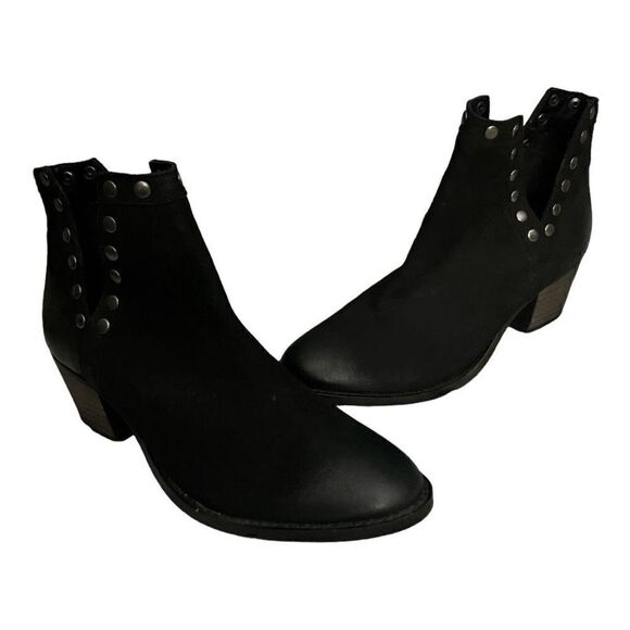 Vintage 7 Eight Black Suede Leather Studded Ankle Boots - Picture 1 of 5